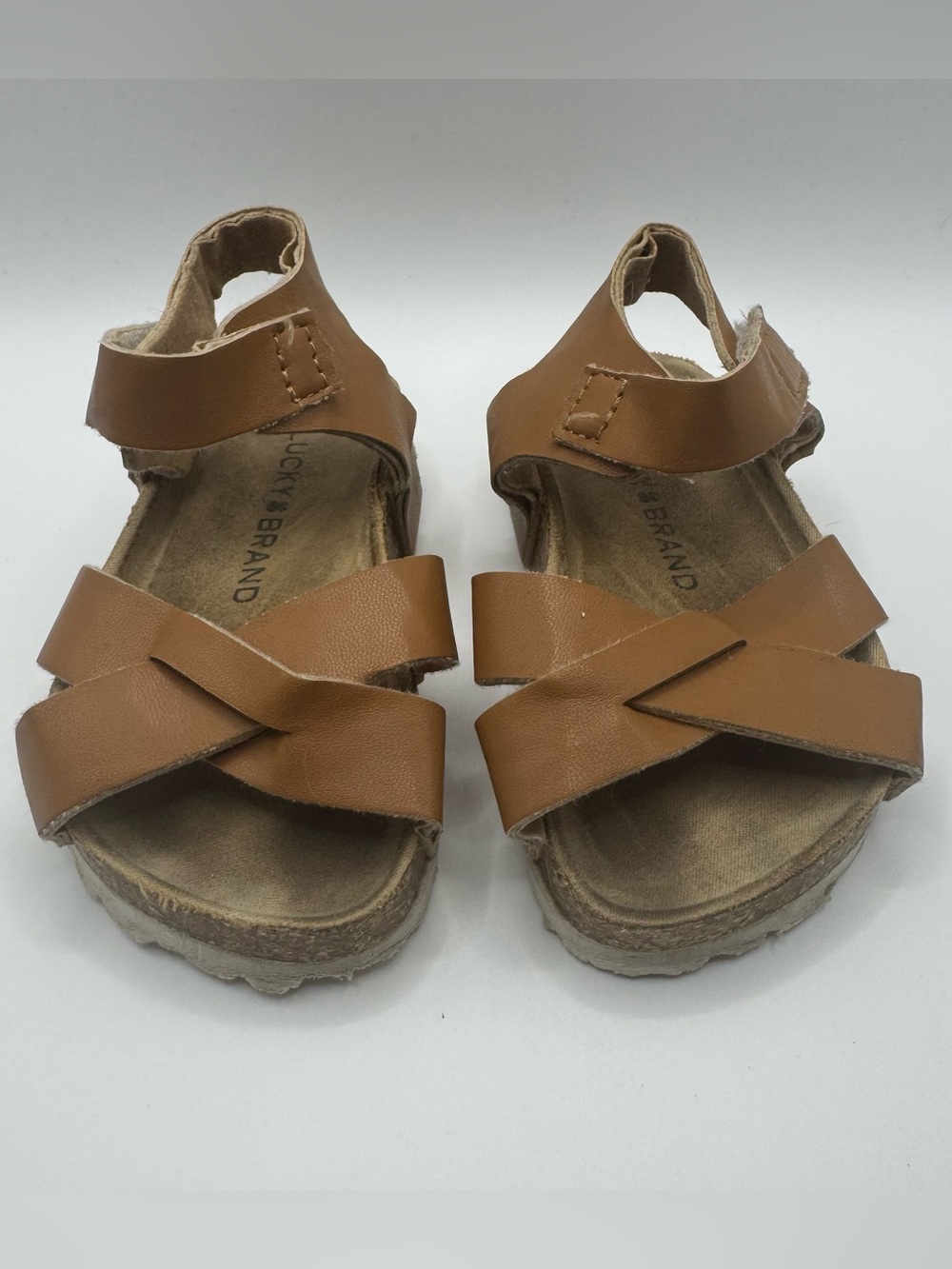 Lucky Brand Toddler Girls 5 Tan Hook & Loop Shoes Boho Minimalist Neutral Earthy